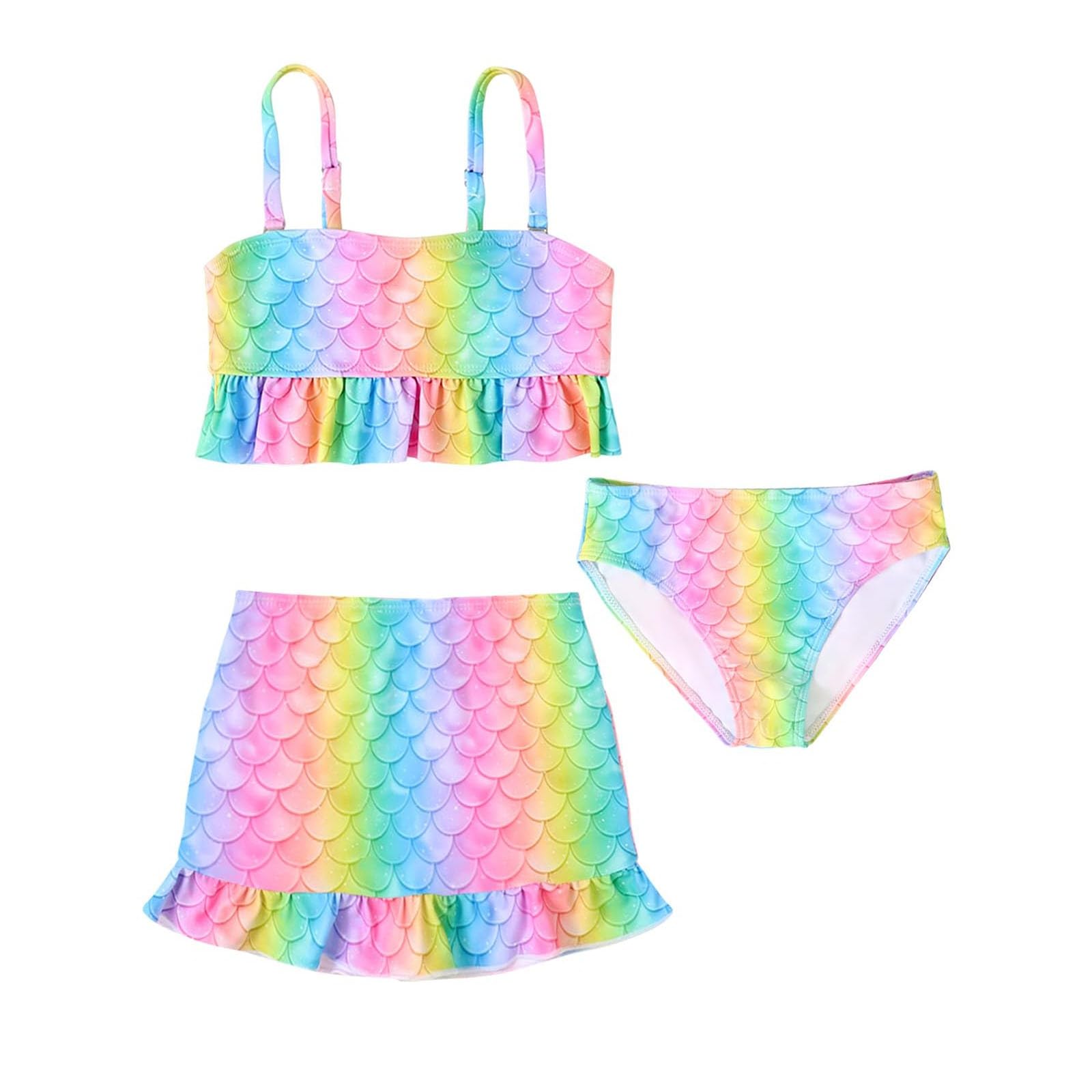 Cokbyavla Girls 78Multicolour Color Block With Cover Up 3Pcs Bathing Suits,Swimsuits 3 Piece Swimsuit With Cover Up Cute Bikinis For Teen Goth Bathing Suit Christmas Swimsu(,5-6 Years)