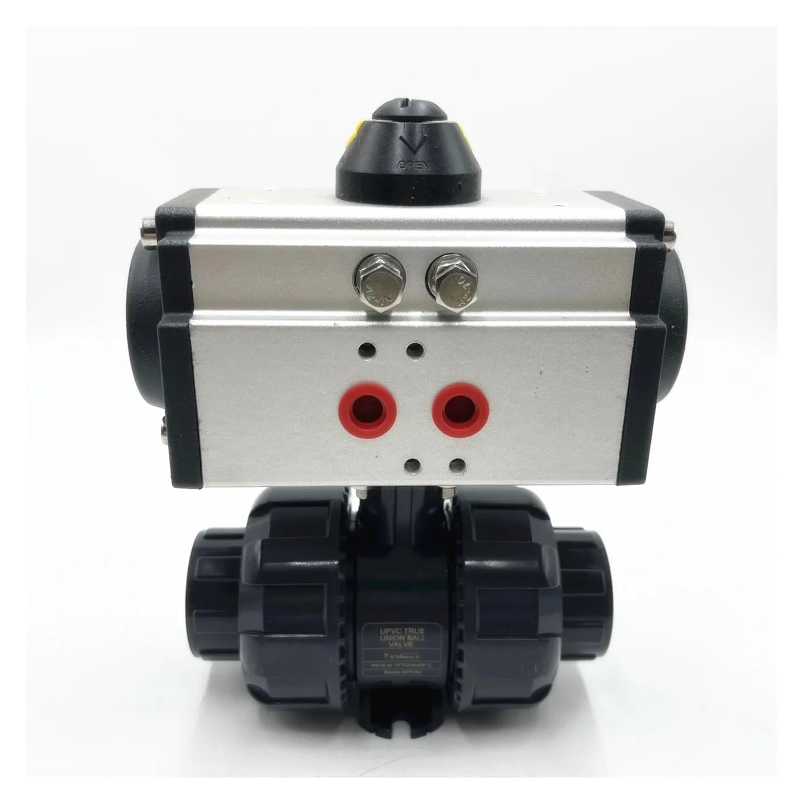 JNURGWLYH Pipe ID 75mm PVC 2-1/2" DN65 Union Connection Pneumatic Ball Valve PTFE Sealing Double Acting Actuator