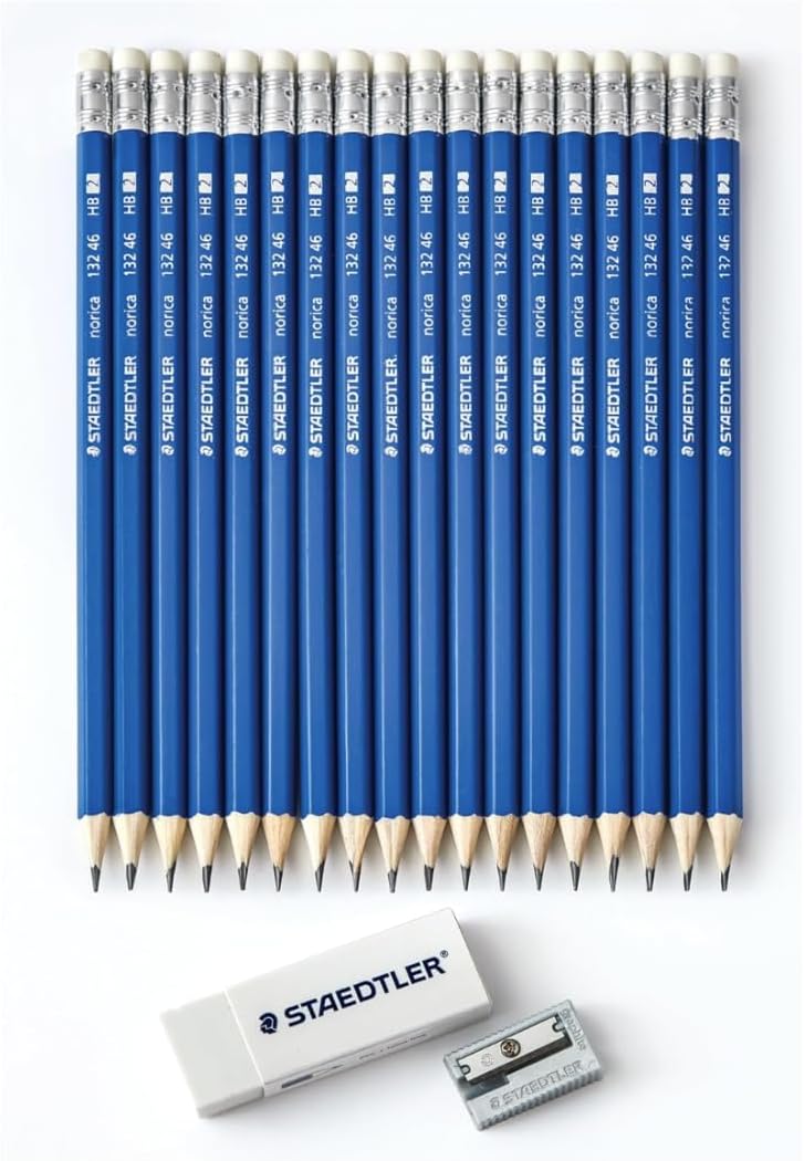 STAEDTLER Norica Pencil 6-Pack (6 Sets of 20 pcs): 18 Pre-sharpened #2 HB Pencils with 1 Eraser & 1 Sharpener, Break-Resistant Lead per pack, 120 count