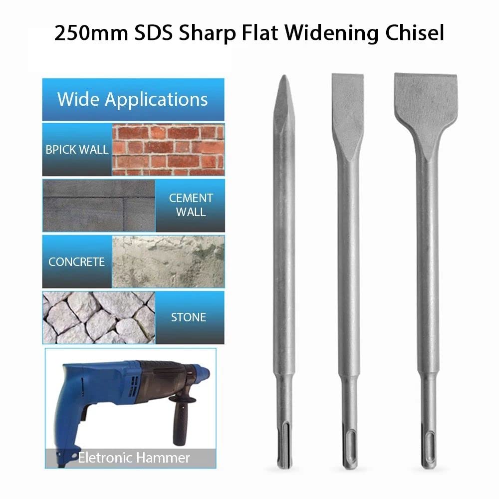 Ensemble de 4PCS 250mm SDS S-Harp Flat Widening Burin pour Brique Pierre Béton