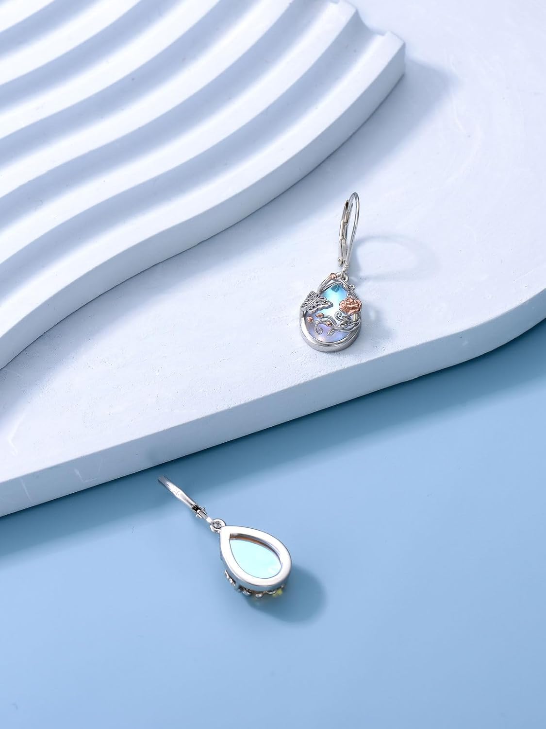 Moonstone Animal Earring 925 Sterling Silver Highland Cow/Fox/Raccoon/Black Cat/Butterfly Earrings Birthday Christmas Jewelry Gift for Women Animal Lovers