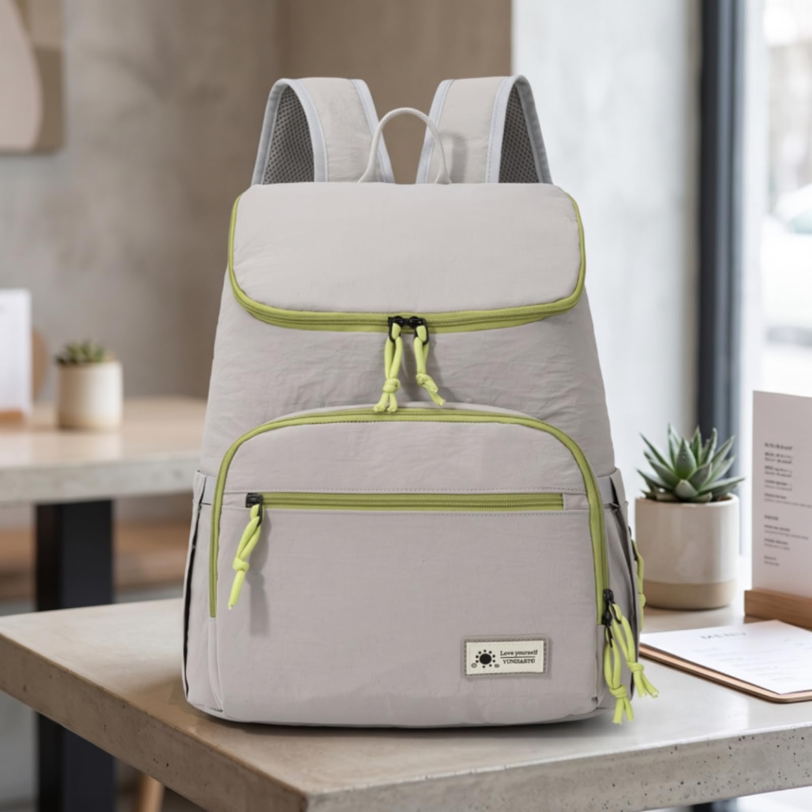 Gralara Zaino Fasciatoio Imbottito Borsa Fasciatoio Facile da Pulire Borsa con Tasche Laterali per Mamme, Array, Grigio Scuro