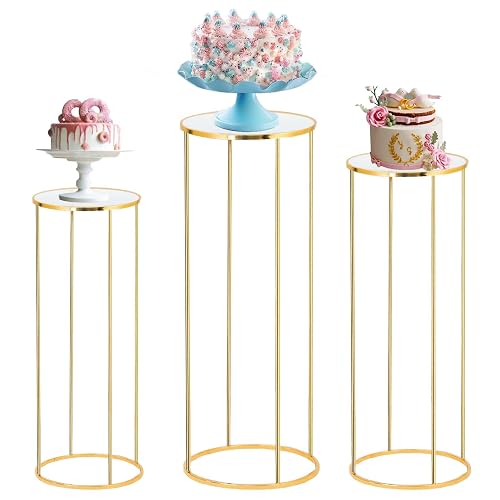 Bonastella Cylinder Stands for Party 3PCS Pedestal Stand