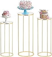 Bonastella 3PCS Metal Cylinder Pedestal Stands for Parties - Stable Cake Stands, Plant Holders, Wedding & Event Decor