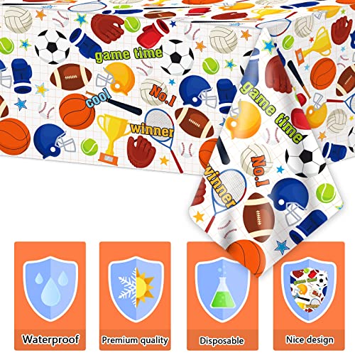 3 Pack Sports Themed Party Decorations All Star Sports Baseball Tablecloth For Birthday Party Supplies Superstar Ball Sports Football Basketball Soccer Tennis Table Cover Party Favors 54 X 108 Inch #TOP2