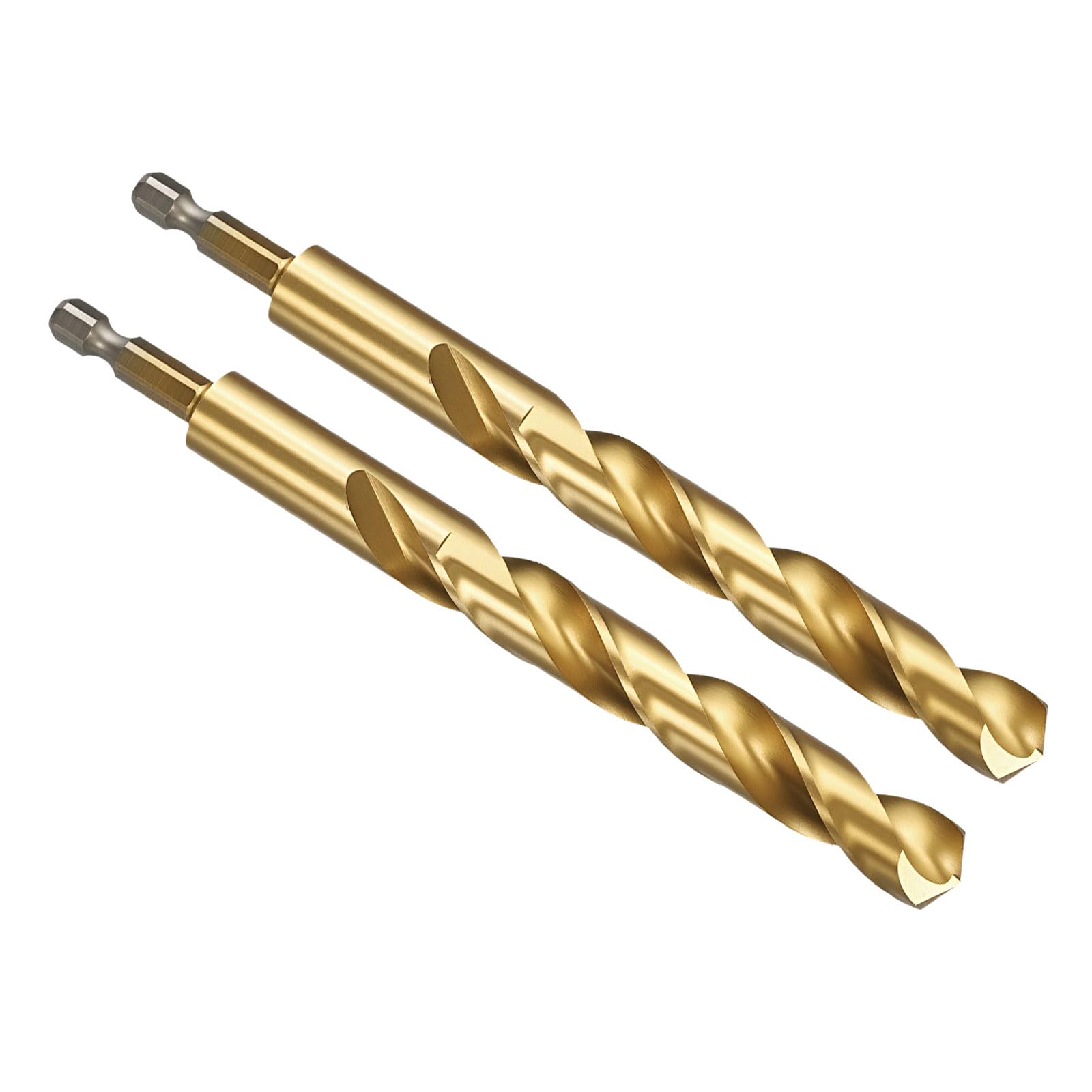 PATIKIL 11mm Hex Shank Drill Bit, M2 High-Speed Steel Bits Quick Change Design for Impact Driver 135° Titanium Nitride TiN Coated for Stainless Steel Hard Metal - 2 Pack
