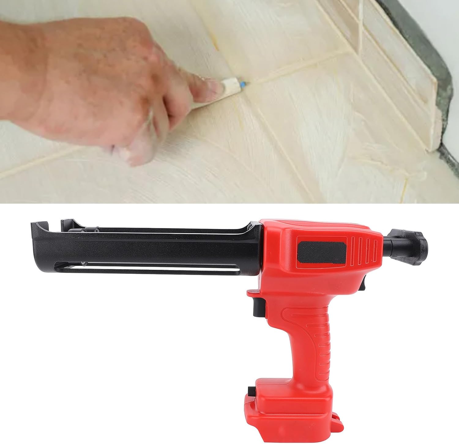 Electric Caulking Gun, Battery Powered Caulk Gun, Double Pusher Electric Caulking Device for Filling, Sealing
