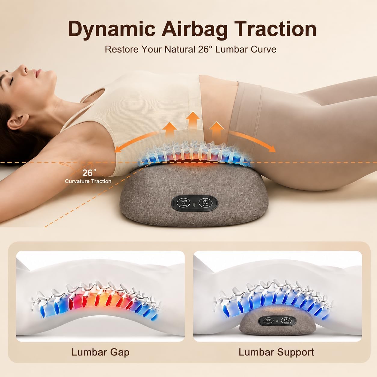 3-in-1 Heated Back Massager Cushion with Lumbar Support, Heat & Vibration