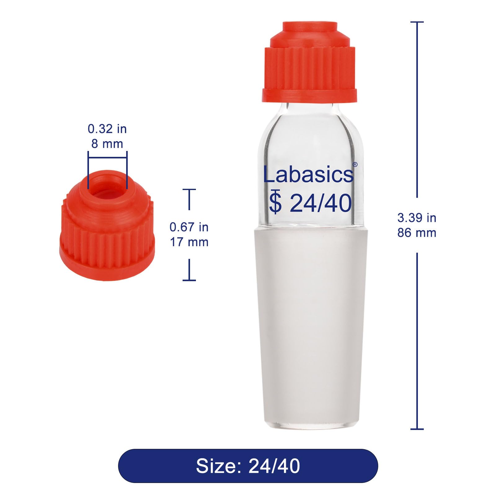 Labasics Distilling Thermomètre Adaptateur, Thermomètre Inlet Adaptateur avec 24/40 Joint Intérieur, 80mm de Hauteur, Thermometer Inlet Adapter pour Appareil de Distillation