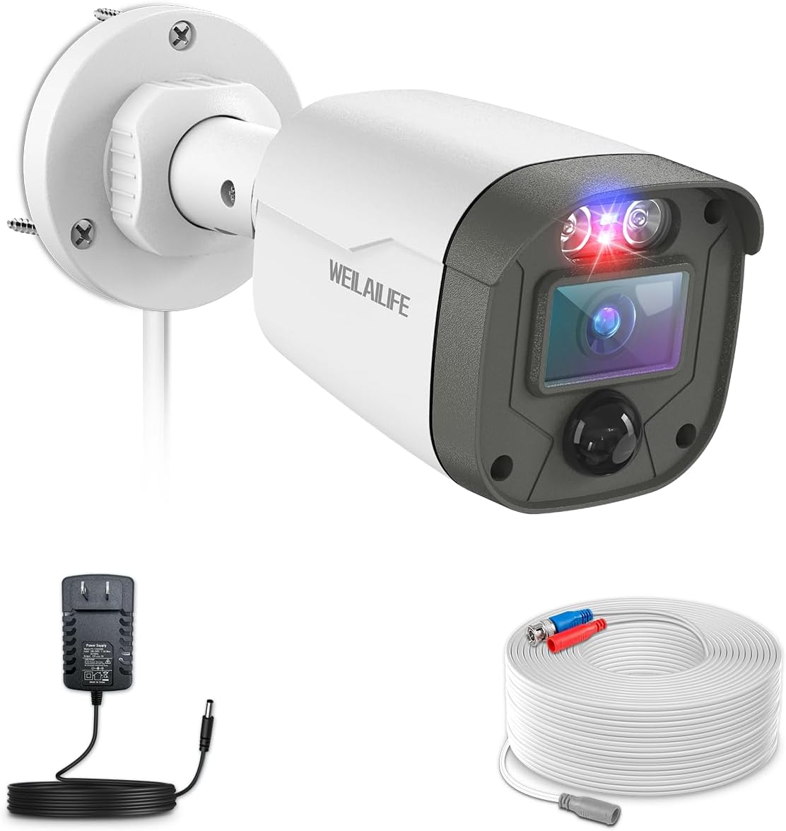 WEILAILIFE 【Flashing LEDs Visual Alert】 5.0Magapixel Extend Wired Security Camera, Home Video Surveillance Camera, CCTV Bullet Cameras for Home & Outdoor Use