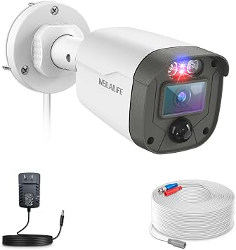 WEILAILIFE Flashing LEDs Visual Alert 5.0Magapixel Extend Wired Security Camera, Home Video Surveillance Camera, CCTV Bullet Cameras for Home & Outdoor Use