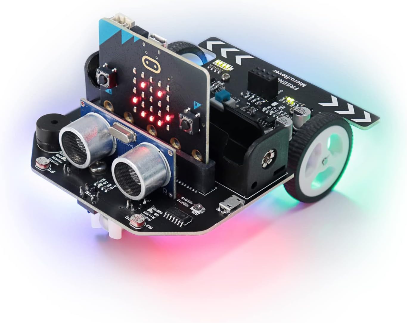 Micro: Rover Kit for BBC Micro: Bit (V2 Included), Obstacle Avoidance, Line Tracing, Remote Control, Play Melodies, Colorful Lights, Rich Projects, Blocks And Python Code