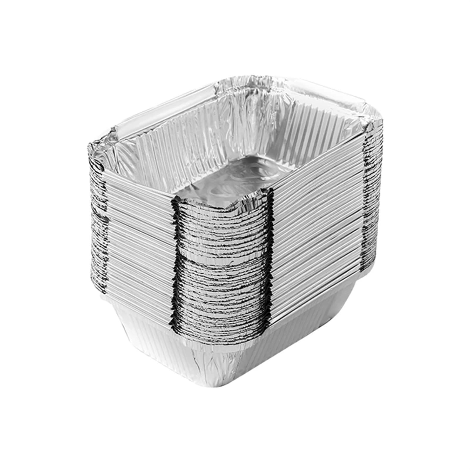 Bandejas for hornear de papel de aluminio, 50 unidades, bandeja de papel de aluminio, recipiente for alimentos grueso, bandeja for barbacoa, herramienta for cocinar y hornear en la cocina.(600ml)