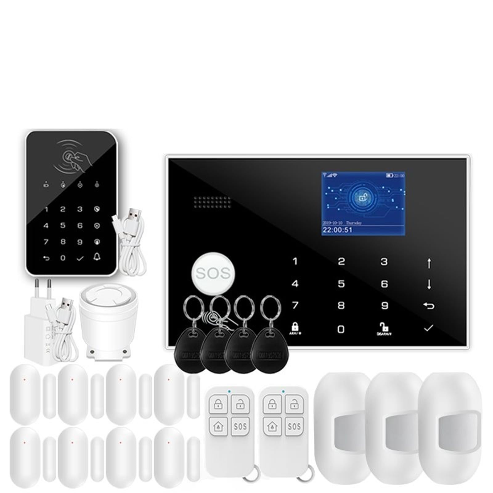 de alarma seguridad for el hogar 4G, Tuya, GSM, antirrobo, Control aplicación, soporte trabajo, Sensor inalámbrico y cableado 433MHz Para casa y garaje(Set 8)