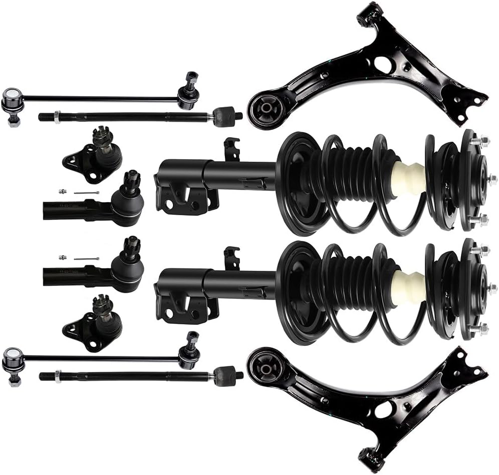 ROADFAR 12pcs Struts Suspension kit Front Complete Strut Assembly,Ball Joint,Control Arm,Stabilizer Bar Link,Tie Rod End For 2009-2013 for Toyota Corolla 2011-2013 for Toyota Matrix