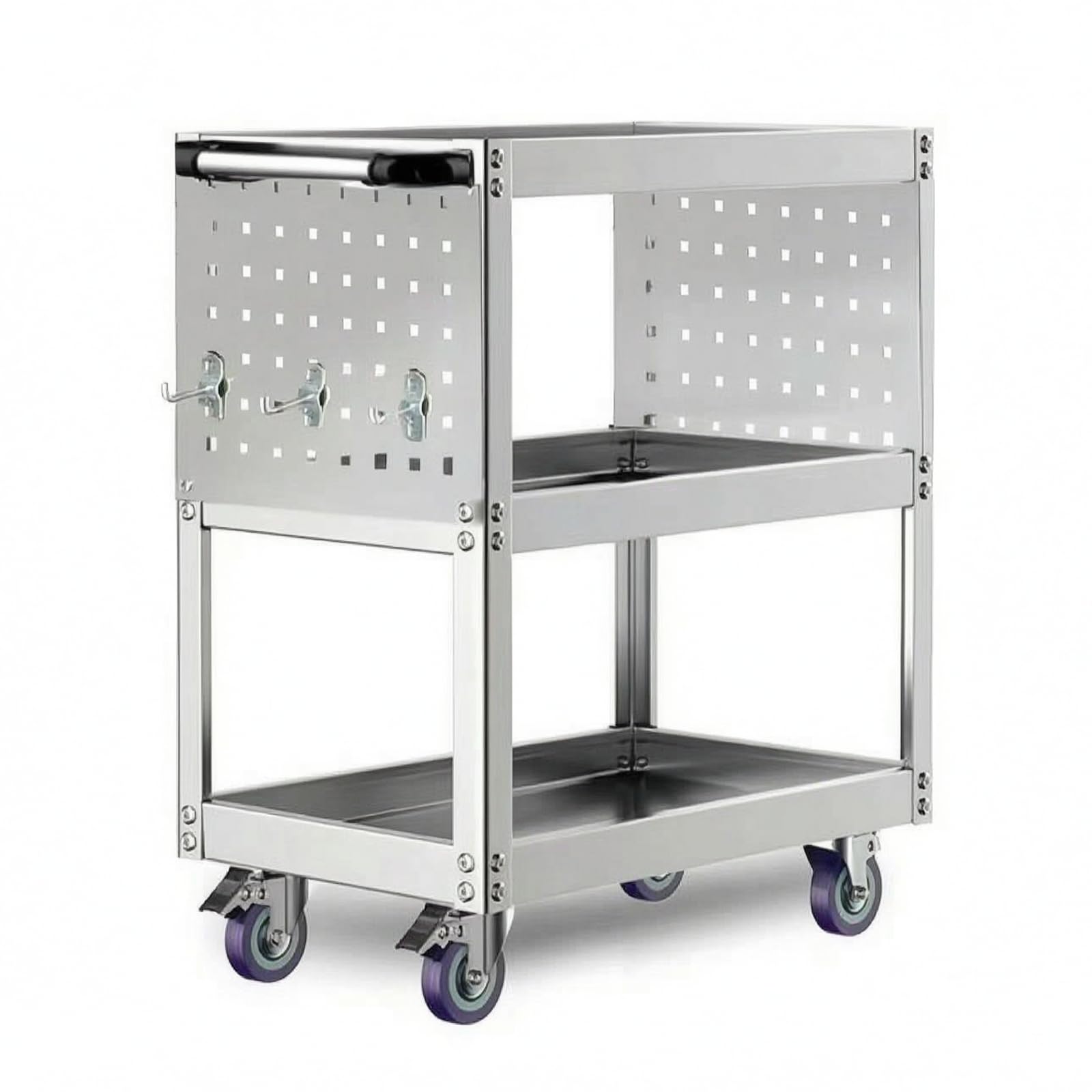 Colcolo Carrello da Lavoro in Acciaio Inox con Scaffalatura Piana E Ruote Scorrevoli per Ripostiglio di Componenti E Utensili Manuali, 66 35 75cm, Style to 5