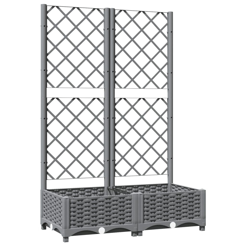 VIDAXL Grey Plastic Garden Planter with Trellis - 121.5cm - 80cm - 40cm