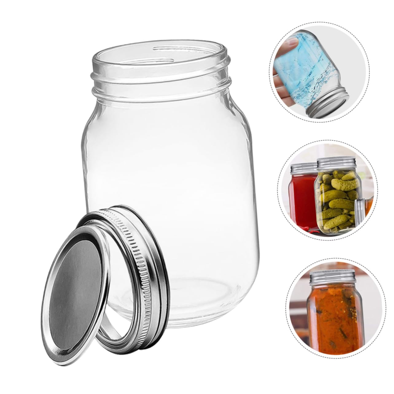 Alipis 6 Stück-pack Weithals Einmachgläser aus Glas mit Luftdichtem Deckel Wiederverwendbare 500ml Vorratsdosen für Lebensmittel im Haushalt und Restaurant