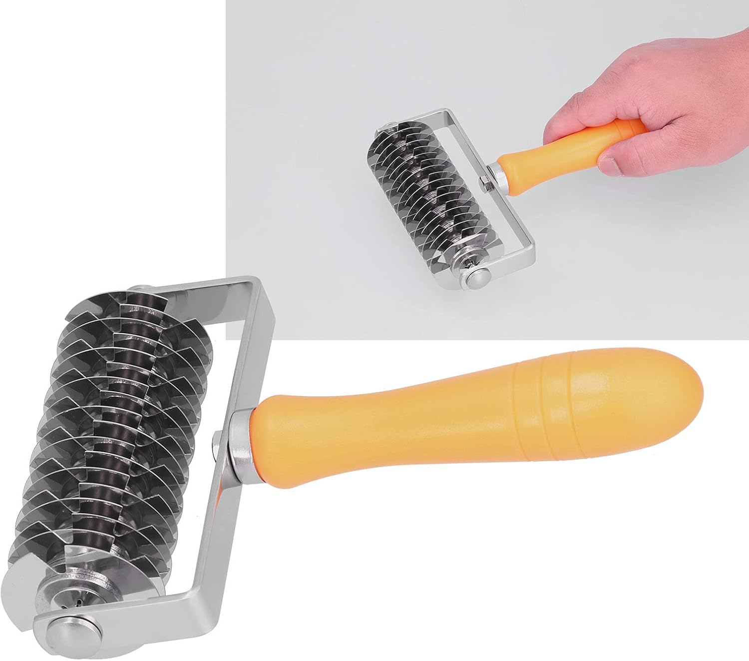 Dough Lattice Roller Cutter, Stainless Steel Baking Tool with Plastic Handle, Pizza Pie Cookie Dough Docker for Professional Chefs and Home Bakers, Sharp Blades for Perfect Lattice (Rubber handle