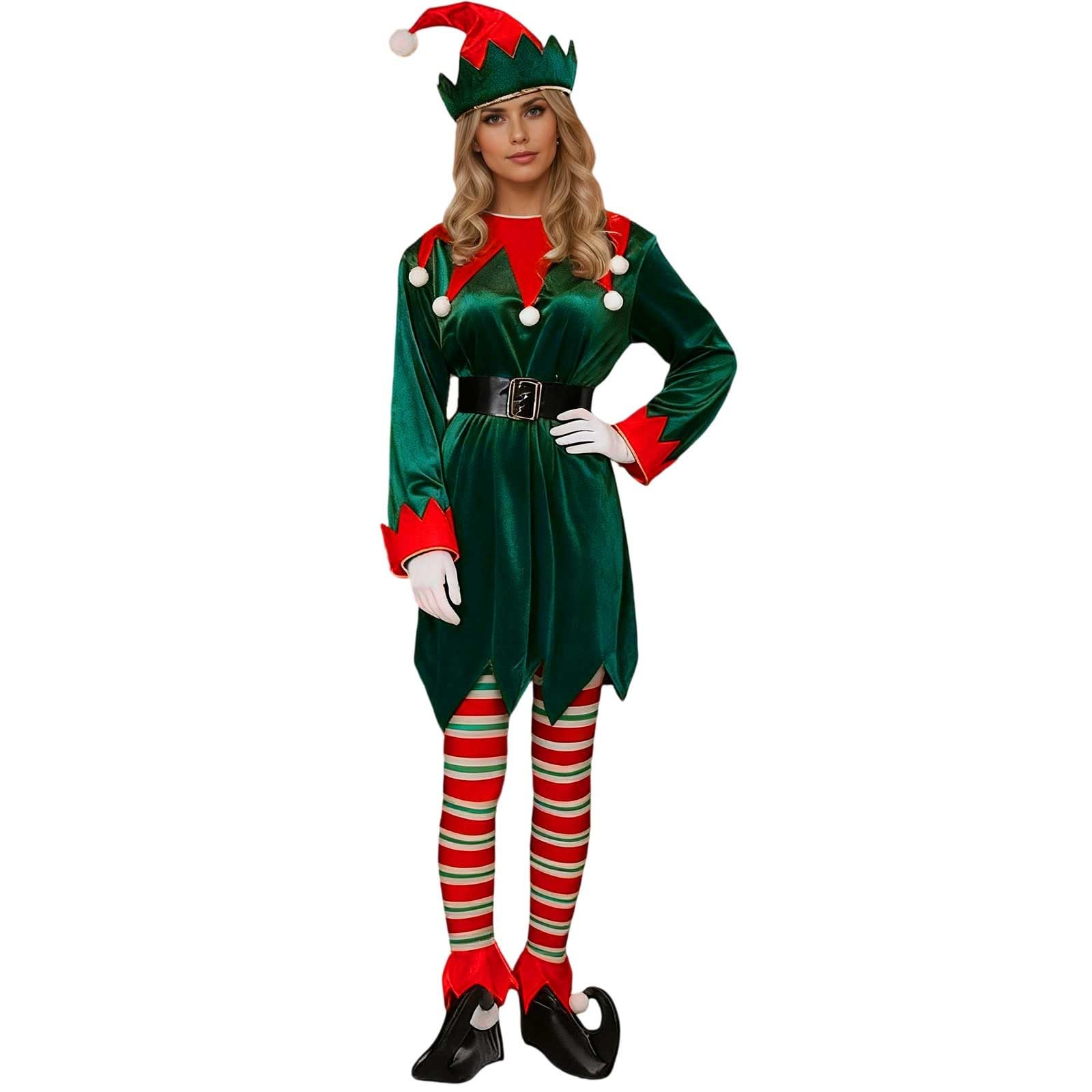 2026, vestito da donna, elegante, verde, per cosplay, feste di Natale