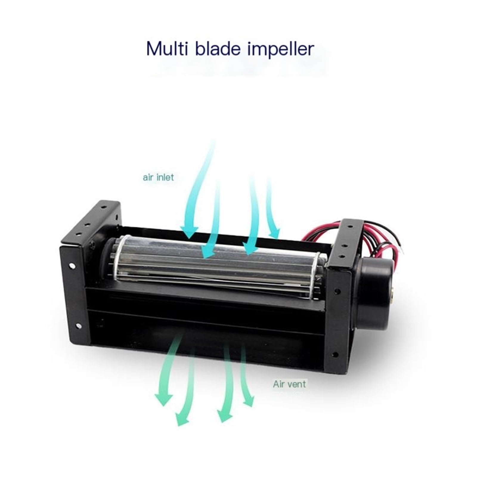 Ventilador de flujo cruzado, ventilador tangencial 30410 Motor derecho | Soplador de flujo cruzado de refrigeración de 30 mm de diámetro y 410 mm de longitud(FLD30410A12-BF DC12V)