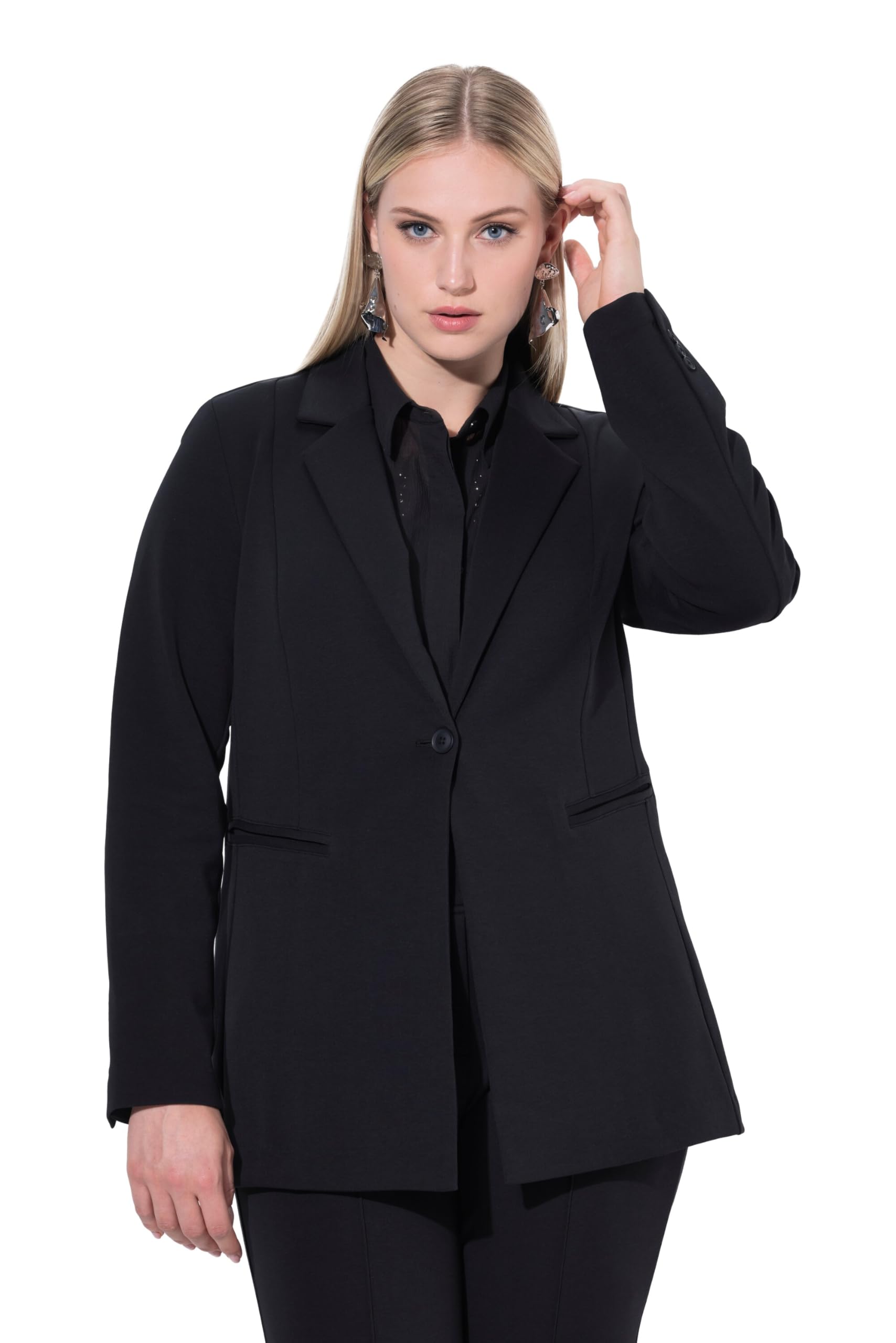 Ulla Popken Damen große Größen Übergrößen Plus Size Blazer, Punto di Roma, A-Linie, Reverskragen, Stretch 812754