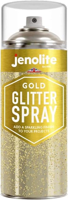 JENOLITE Gold Glitter Spray Clear Sealant | 400ml | Add Clear Lacquer with Glitter Finish to Any Surface - Perfect for Picture Frames, Mirrors, Ornaments & Crafting
