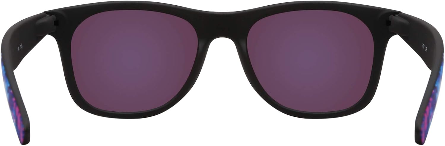 Piranha Digital Unisex Retro Sunglasses with Purple Pattern Frames and Blue Mirror Lens - Image 5