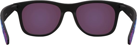 Piranha Digital Unisex Retro Sunglasses with Purple Pattern Frames and Blue Mirror Lens