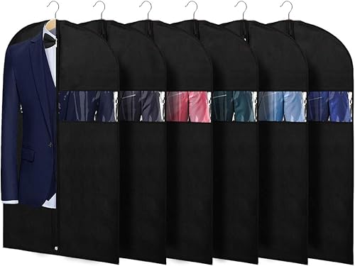 KEEGH Bolsas de traje de 40 pulgadas, bolsas de ropa para almacenamiento (juego de 6), bolsas de ropa para colgar ropa, fundas de traje, fundas de
