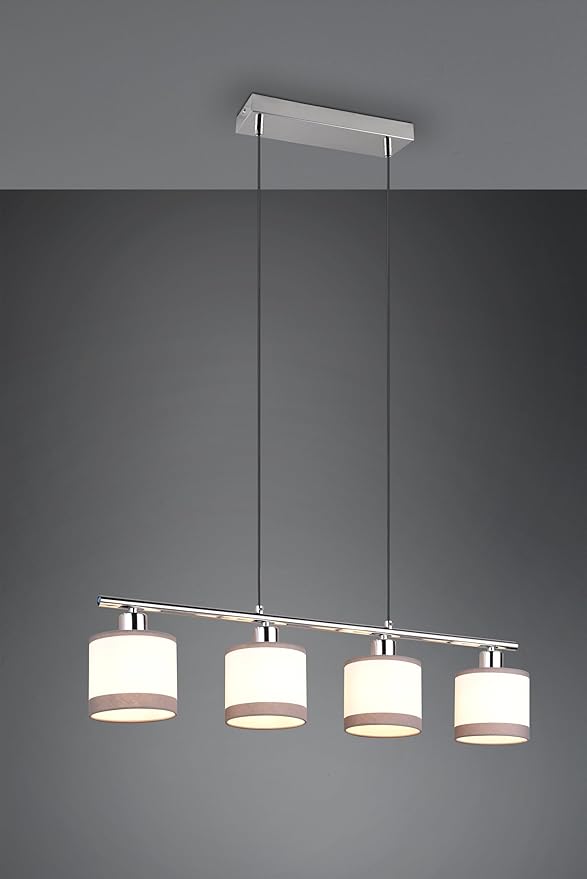 RL LIVE YOUR LIGHT Reality lampen hanglamp Davos R31554006, metaal chroom, schermen stof grijs/wit, excl. 4x E14 photo 3