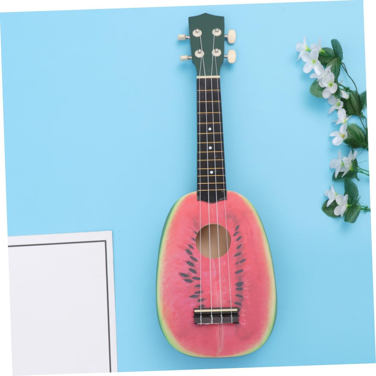 Toddmomy 4 Strings Irin Concert Ukulele with Strings Carbon Nylon Sapele Body Small Guitar for Students Adults Watermelon Pattern with Strap Picks Carrying Bag Random Color