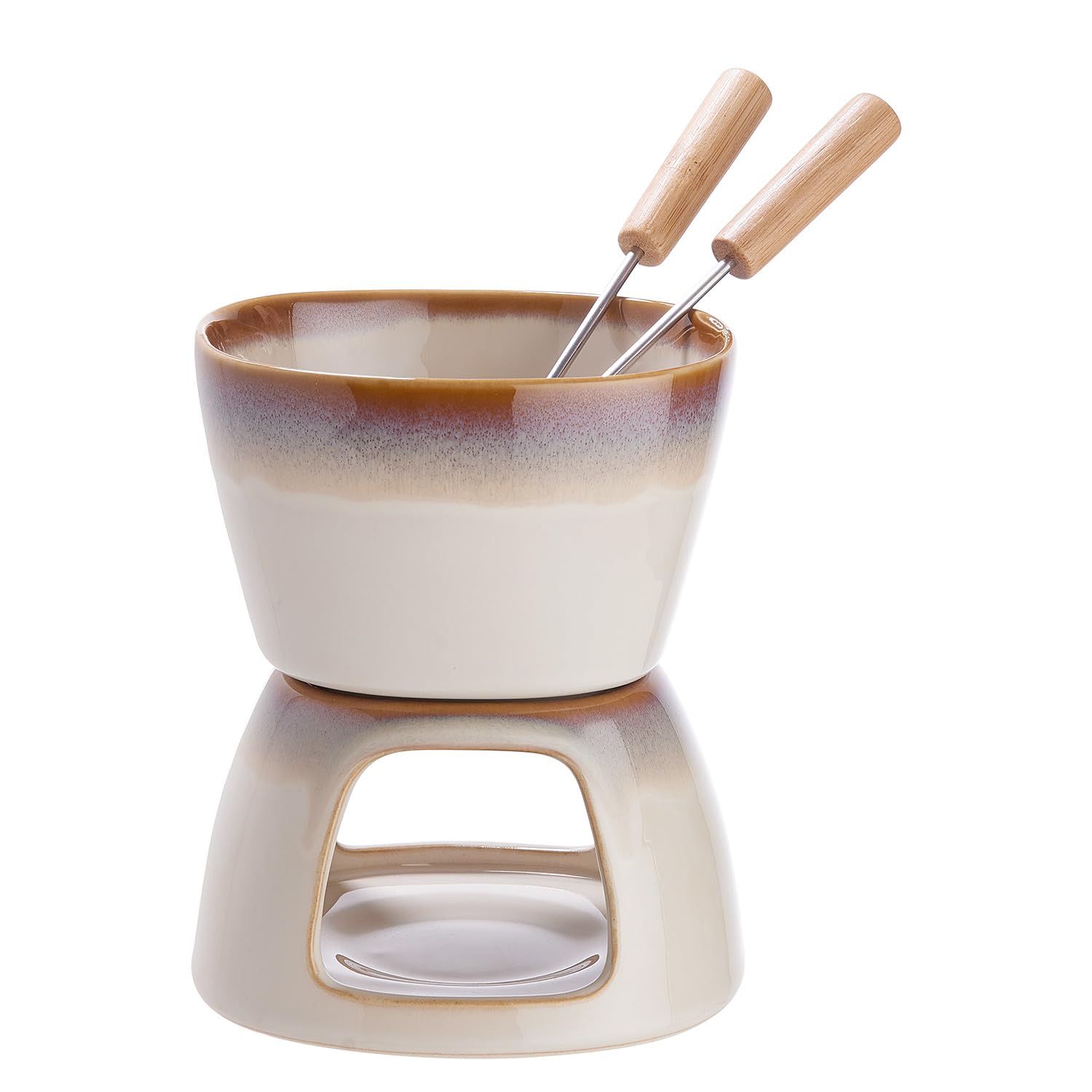 BUTLERS Schokoladenfondue 420ml für Teelicht, Schoko Fondueset 2 Personen, Schokofondue Keramik Set -AU CHOCOLAT- Dessert Fondue ideal zum Schokolade Schmelzen Weihnachten