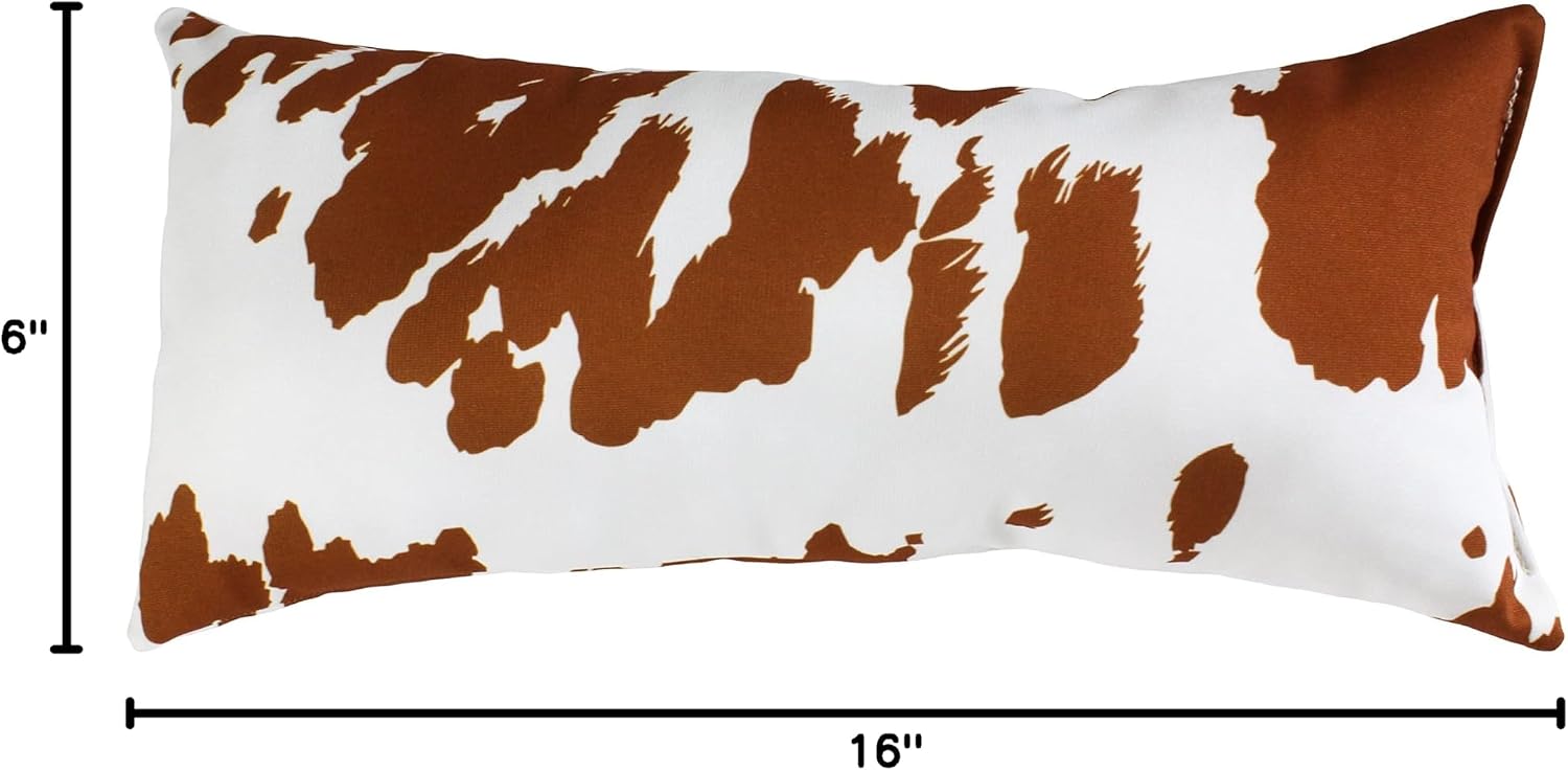 College Covers Animal Print Pillows Decorative Pillow, 16" X 6", Cow Tan