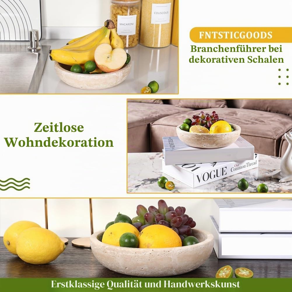 Breeshy Dekorative Schale Aus Travertin Als Heimdekoration - Mittelpunkt für Eingangsbereich oder Küche