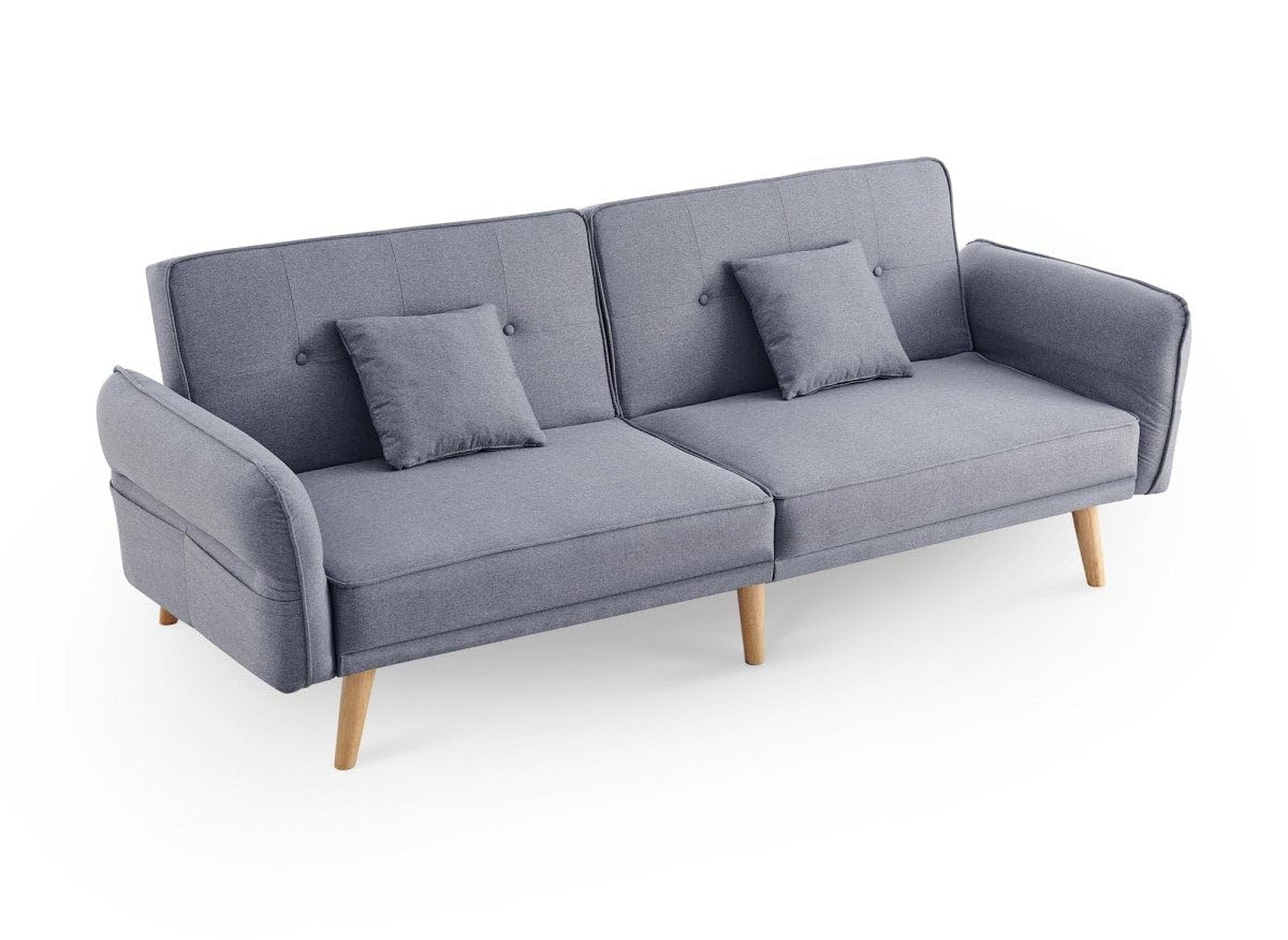 DecoInParis Canapé clic clac 3 Places en Tissu Gris Chili