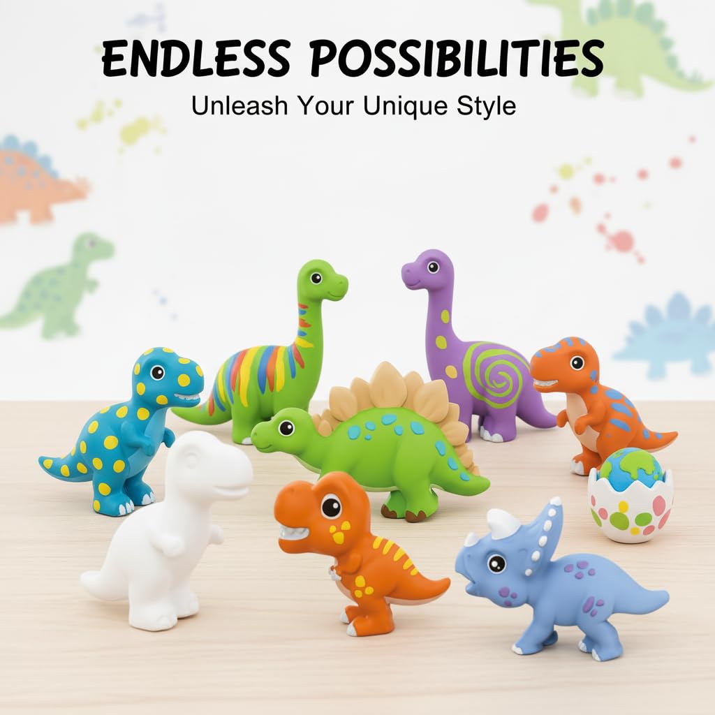 Kit Moulage Aimants Dinosaure Frigo - Figurine à Peindre Plâtre DIY Pour Enfants 6-10 Ans, Activité Créative