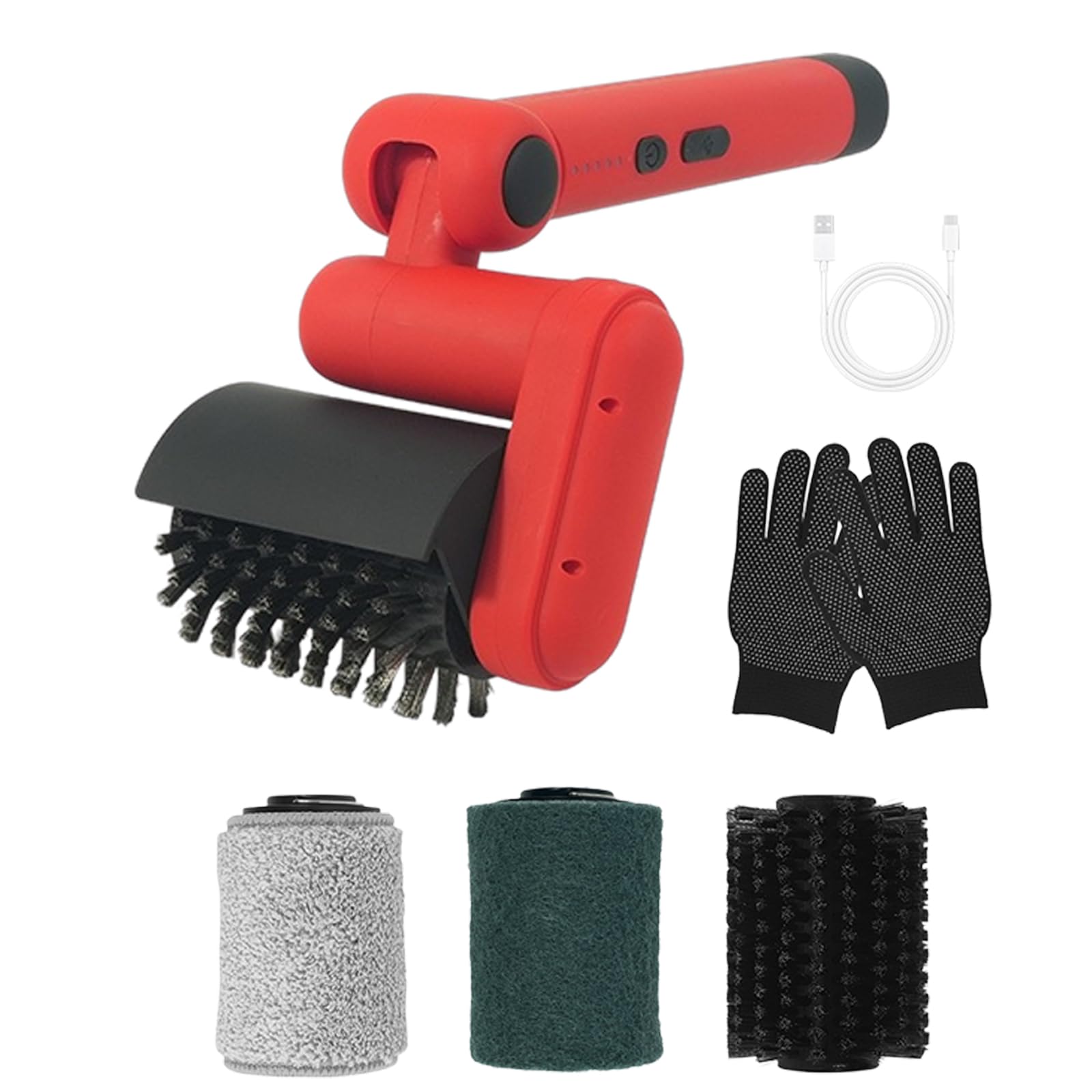 APGLSXY Rechargeable BBQ Grill Brush, Cordless Electric Roller Cleaner for Post-Cook Grate Cleanup Tasks with Splash Guard Handheld Bbq Scrubber Post Cook Grill Care