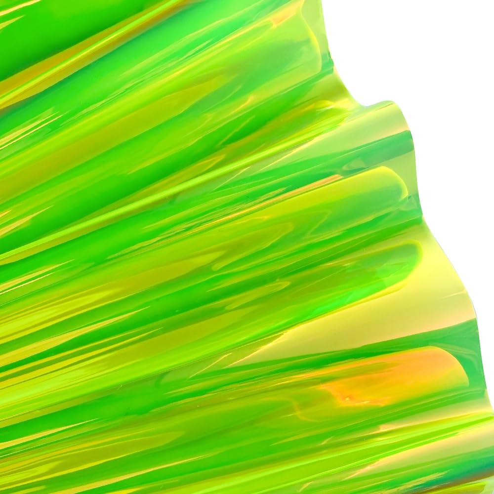 ONEART Holografisches, schillerndes Kunststoff-Vinyl, 16 Gauge, 40,6 x 137,2 cm, transparenter Vinylstoff, Gelb