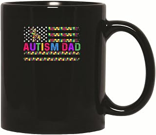 Gift for Autistic Dad On Autism Awareness Day Support Puzzle Ribbon 11oz 15oz Black Coffee Mug
