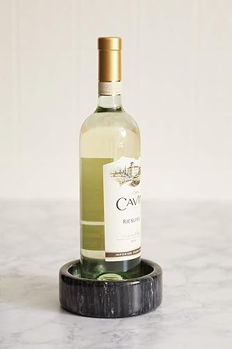 Miniatura 3 de Fox Run Black Marble Wine Bottle and Glass Stand, 5 x 5 x 2 inches Negro -,Blanco