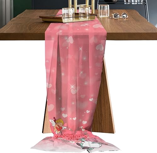 Camino de mesa de gasa rosa degradado de 55 pulgadas de largo camino de tul transparente de gasa para decoración rústica de boda recepción de novia