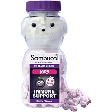 Sambucol Natural Black Elderberry Kids Chewable Teddies| Vitamin C | Immune Support Supplement | 60 tablets