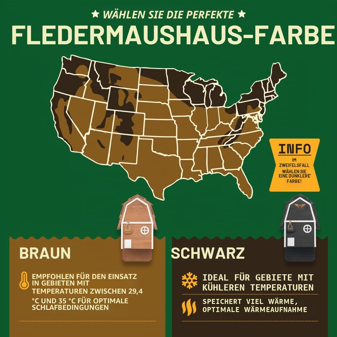 WildYard Fledermauskasten 2 Kammern, Fledermaushaus aus Zedernholz zur Wandmontage, wetterfest für den Garten