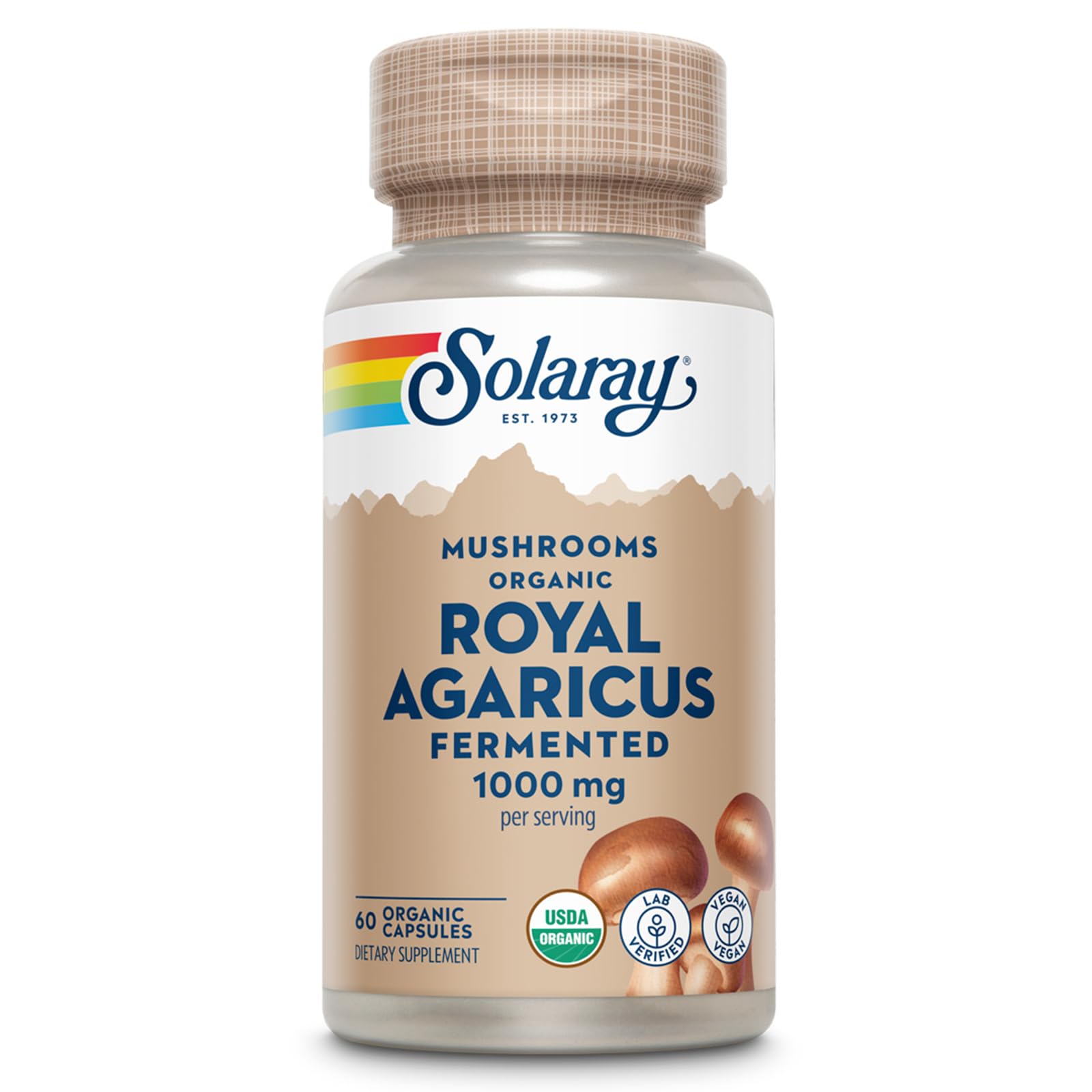 SOLARAY Fermented Royal Agaricus Mushroom 500 mg | 60 VegCapsUSDA Organic
