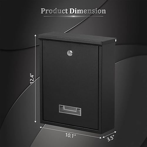 Miniatura 2 de Dalmbox Buzón de bloqueo para montaje en pared, buzón montado en la pared con cerradura de llave, caja grande con cubierta de acero galvanizado,