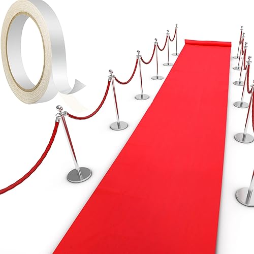 Shappy Alfombra roja para fiesta de 55 gsm de grosor con 1 cinta adhesiva para bodas, Navidad, Acción de Gracias, accesorios al aire libre, boda,