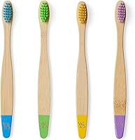 Vista 5 de Wild & Stone Cepillo de dientes orgánico de bambú para niños Cuatro colores Cerdas de fibra suave Mango 100% biodegradable Libre de BPA