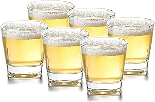 Kubki na wodę do baru Tradycyjne szklanki do piwa domowego 18 0ML. Klasyczne okrągłe szklane kufel piwa wielofunkcyjne kubki używane do soli sody Cola itp. Zestaw 6 Kubek Napojów Piwnych (Color : A)