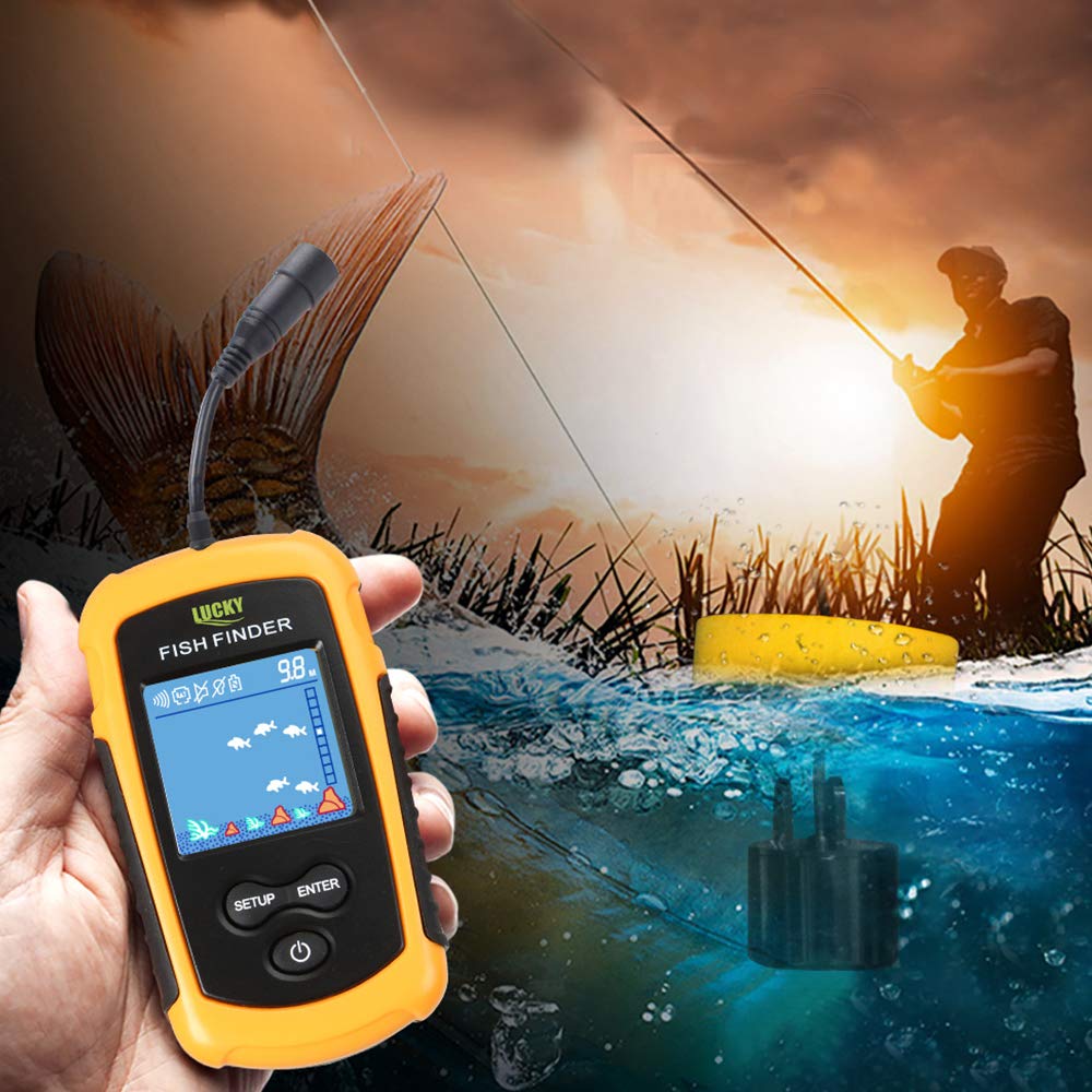 Przenośny sonar echosonda, YIWENG kolorowy ekran LCD, przenośny, przewodowy wykrywacz ryb, zasięg głębokości 100 m, echosonda